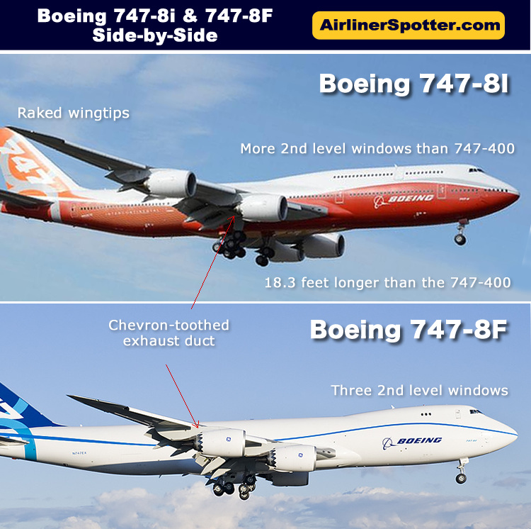 Sspotting guide comparing the Boeing 747-8I with the 747-8F