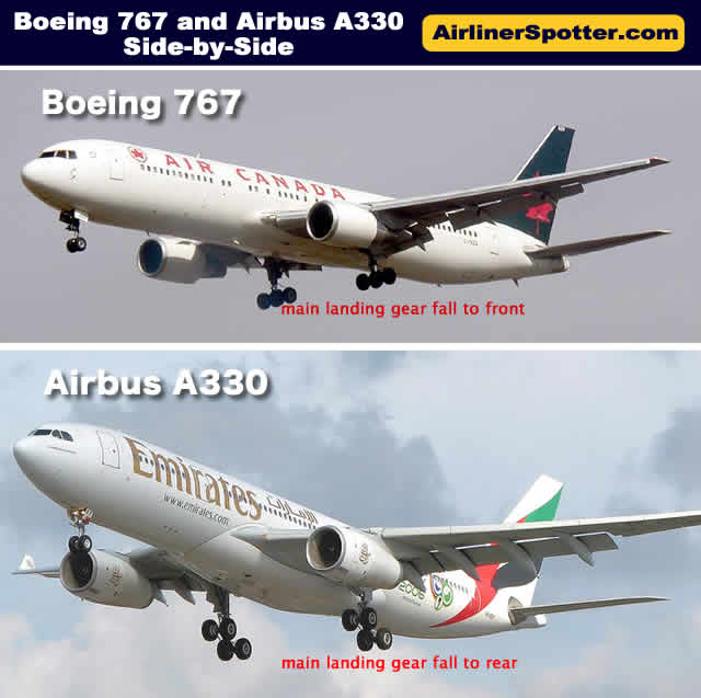 Boeing 767 and Airbus A330 side-by-side comparison