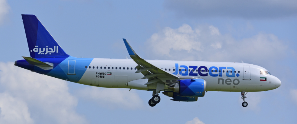 Jazeera Airways Airbus A320néo, F-WWBC, at Châteauroux-Centre Airport in 2021